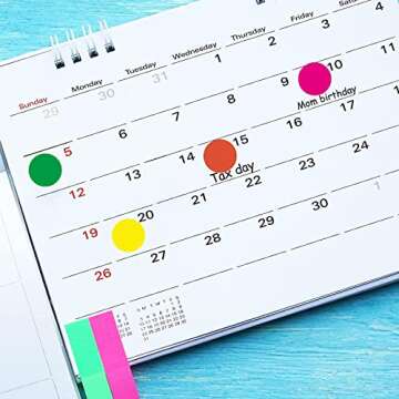 4000 PCS 3/4" Colored Dot Stickers Circle Color Coding Labels, 8 Color Style Colorful Coding Label Sticker for Office, Student Classroom(8 Rolls, 3/4 Inches)