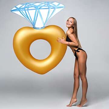 Diamond Golden Ring Inflatable Pool Float for Summer