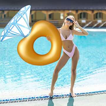 Diamond Golden Ring Inflatable Pool Float for Summer