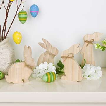 Charming Natural Wooden Bunny Signs for Easter Decor
