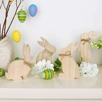 Charming Natural Wooden Bunny Signs for Easter Decor