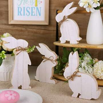 Charming Natural Wooden Bunny Signs for Easter Decor