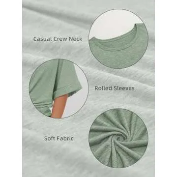 ATHMILE Womens Oversized T Shirts Loose Fit Crewneck Short Sleeve Summer Casual Blouse 2025 Y2K Tee Tops Gray Green