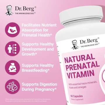 Dr. Berg Natural Prenatal Vitamins for Women (Pregnant & Nursing) - Prenatal Vitamins with Folate, Vitamins, Minerals, Omegas, &11 Powerful Superfoods - Womens Prenatal Multivitamin - 60 Capsules