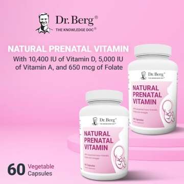 Dr. Berg Natural Prenatal Vitamins for Women (Pregnant & Nursing) - Prenatal Vitamins with Folate, Vitamins, Minerals, Omegas, &11 Powerful Superfoods - Womens Prenatal Multivitamin - 60 Capsules