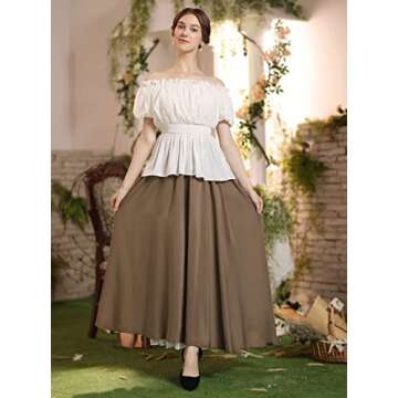 Women's Long Skirts 2024 Summer Maxi Flowy Medieval Renaissance Skirt Brown XL