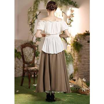 Women's Long Skirts 2024 Summer Maxi Flowy Medieval Renaissance Skirt Brown XL