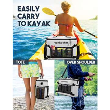 Yakhacker Kayak Cooler, Waterproof Seat Back Cooler with Lawn-Chair Style Seats, Kayak Accessories Bag, Portable Ice Chest Cooler for Kayaking, Travel, Lunch, Beaches &Trips (Silver)