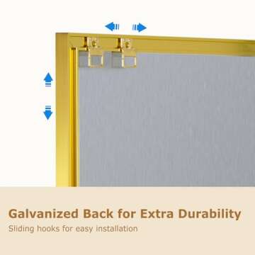 QUEENLINK Magnetic Whiteboard, 24"x18" Gold Aluminum Frame White Board Dry Erase Board for Wall, Decorative Hanging Wipe Board for Home, Office, School, Kitchen