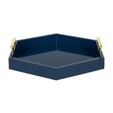 Kate and Laurel Decorative Tray in Navy and Gold