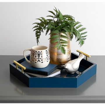 Kate and Laurel Decorative Tray in Navy and Gold