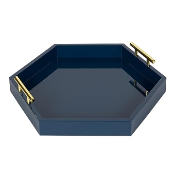 Kate and Laurel Decorative Tray in Navy and Gold