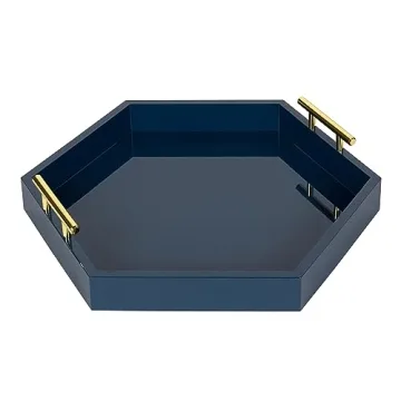 Kate and Laurel Decorative Tray in Navy and Gold
