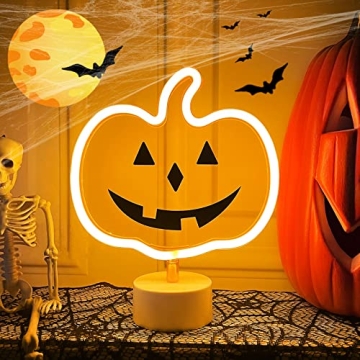 TURNMEON Glowing Pumpkin Neon Sign for Halloween Fun