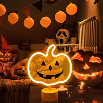 TURNMEON Glowing Pumpkin Neon Sign for Halloween Fun