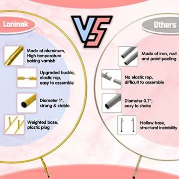 Loninak Round Backdrop Stand, Wedding Arch, Balloon Arch Kit, Wedding Arches for Ceremony, Circle Metal Frame for Wedding, Birthday Party, Bridal Shower, Photo Background Decorations (2M, Gold)