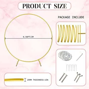 Loninak Round Backdrop Stand, Wedding Arch, Balloon Arch Kit, Wedding Arches for Ceremony, Circle Metal Frame for Wedding, Birthday Party, Bridal Shower, Photo Background Decorations (2M, Gold)