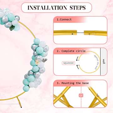 Loninak Round Backdrop Stand, Wedding Arch, Balloon Arch Kit, Wedding Arches for Ceremony, Circle Metal Frame for Wedding, Birthday Party, Bridal Shower, Photo Background Decorations (2M, Gold)