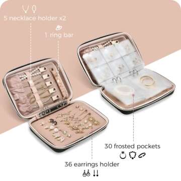 ProCase Large Travel Jewelry Organizer Case for Safe Storage