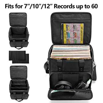 Trunab Vinyl Record Carrying Bag - Store 60 LP Records, Travel Friendly