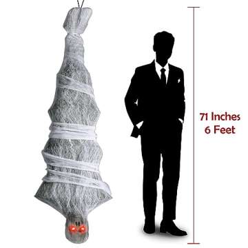 72 Inch Halloween Decorations Cocoon Corpse, Scary Hanging Cocoon Corpse Props with Horror Scream an...