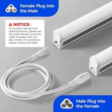 Barrina 12 Pack T5 LED Shop Light 4FT, 5000K Daylight White, 2200lm, 20W, Utility Linkable Lights, Ceiling and Under Cabinet Light, ETL Listed, Built-in ON/Off Switch for Workshop Garage Warehouse