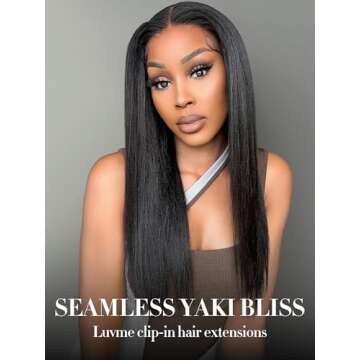 LUVME Hair Extensions Seamless Clip in Hair Extensions Human Hair Yaki Straight 135g 7pcs Natural Bl...