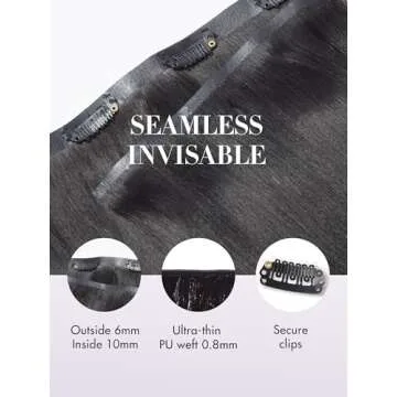 LUVME Hair Extensions Seamless Clip in Hair Extensions Human Hair Yaki Straight 135g 7pcs Natural Black Hair Extensions 20 Inch Real Human Hair Extensions