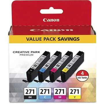 Canon PGI-270 Standard Yield Pigment Black with CLI-271 4-Color Ink Cartridge Set