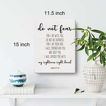 Bible Verse Art Wall Decor Isaiah 41:10 Do Not Fear Scripture Canvas Painting Prints for Home Dining...