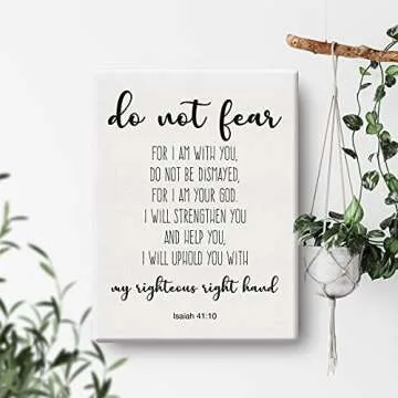 Bible Verse Art Wall Decor Isaiah 41:10 Do Not Fear Scripture Canvas Painting Prints for Home Dining Room Living Room Wall Decor Framed Artwork Christian Gifts(12x15 Inch)