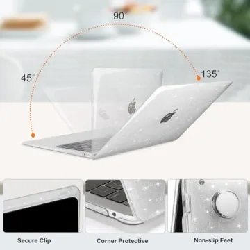 MOSISO Compatible with MacBook Air 13 inch Case 2022 2021 2020 2019 2018 A2337 M1 A2179 A1932, Glitter Plastic Hard Shell&Keyboard Cover&Screen Film&Storage Bag for MacBook Air 13 inch, Transparent