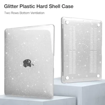 MOSISO Compatible with MacBook Air 13 inch Case 2022 2021 2020 2019 2018 A2337 M1 A2179 A1932, Glitter Plastic Hard Shell&Keyboard Cover&Screen Film&Storage Bag for MacBook Air 13 inch, Transparent