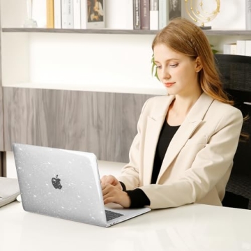 MOSISO Compatible with MacBook Air 13 inch Case 2022 2021 2020 2019 2018 A2337 M1 A2179 A1932, Glitter Plastic Hard Shell&Keyboard Cover&Screen Film&Storage Bag for MacBook Air 13 inch, Transparent