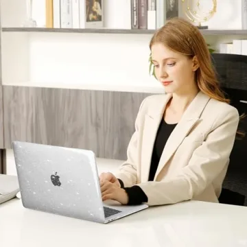 MOSISO Compatible with MacBook Air 13 inch Case 2022 2021 2020 2019 2018 A2337 M1 A2179 A1932, Glitter Plastic Hard Shell&Keyboard Cover&Screen Film&Storage Bag for MacBook Air 13 inch, Transparent