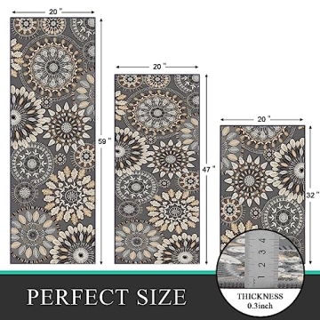 Bsmathom Stylish Washable Non-Slip Kitchen Rug Set