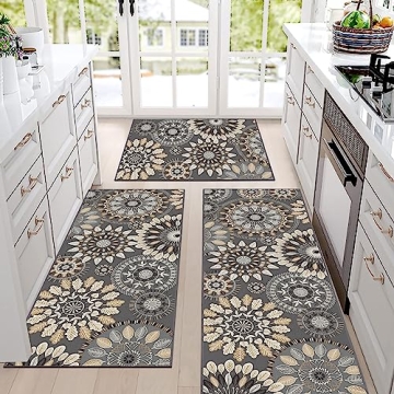 Bsmathom Stylish Washable Non-Slip Kitchen Rug Set