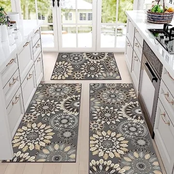 Bsmathom Stylish Washable Non-Slip Kitchen Rug Set
