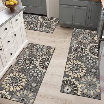 Bsmathom Stylish Washable Non-Slip Kitchen Rug Set