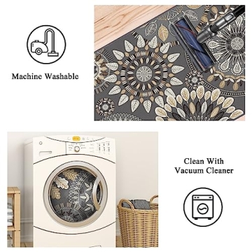 Bsmathom Stylish Washable Non-Slip Kitchen Rug Set