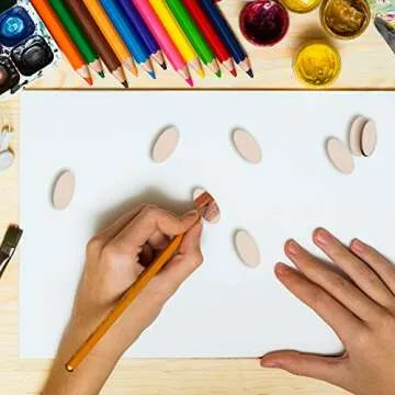 200pcs Wood Cutouts Unfinished Wooden Cutouts Diy Wooden Chips Oval Cutouts for Craft Wood Crafts Unfinished Wooden Ornaments Wood Slices