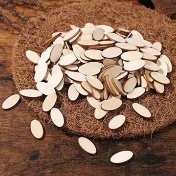 200pcs Wood Cutouts Unfinished Wooden Cutouts Diy Wooden Chips Oval Cutouts for Craft Wood Crafts Unfinished Wooden Ornaments Wood Slices