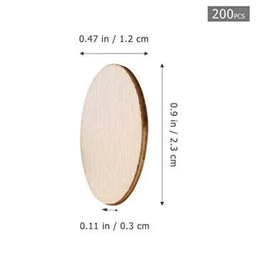 200pcs Wood Cutouts Unfinished Wooden Cutouts Diy Wooden Chips Oval Cutouts for Craft Wood Crafts Unfinished Wooden Ornaments Wood Slices