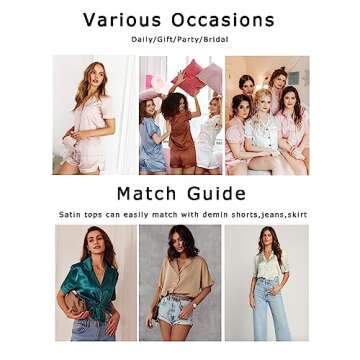 Ekouaer Womens Silk Satin Pajamas Set Short Sleeve Sleepwear Button Down Loungewear 2 Piece Pjs Shorts Set White X-Large