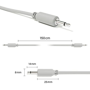 ExcelValley 5-Pack - Mono Modular Patch Cables - TS 3.5mm 1/8" Eurorack Synthesizer - Grey - 45 cm -...