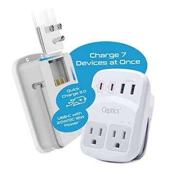 Ceptics Travel Adapter Kit with USB & Surge Protection