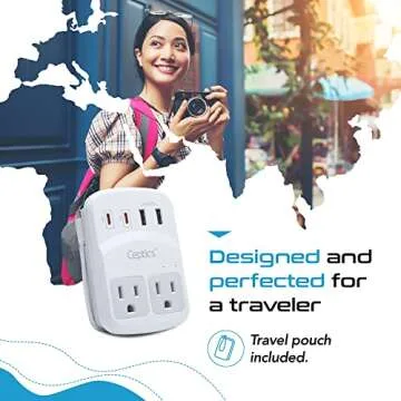 Ceptics Travel Adapter Kit with USB & Surge Protection