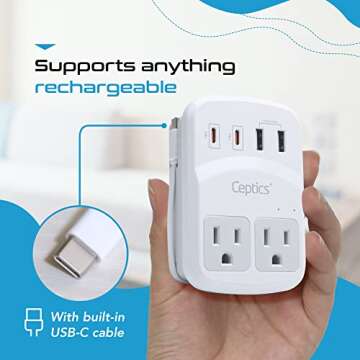 Ceptics Travel Adapter Kit with USB & Surge Protection