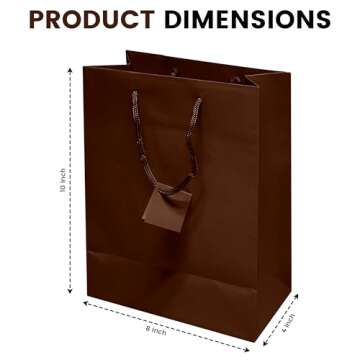 Novel Box Brown Gift Bags with Handles 10 Pack 8x4x10 inch Large Paper Bags - Shopping Bags Bulk Gif...