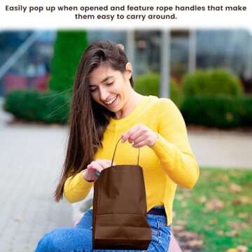 Novel Box Brown Gift Bags with Handles 10 Pack 8x4x10 inch Large Paper Bags - Shopping Bags Bulk Gift Bags Business, Shopping, Birthday Paper Shopping Bags - Shopping Bags for Groceries